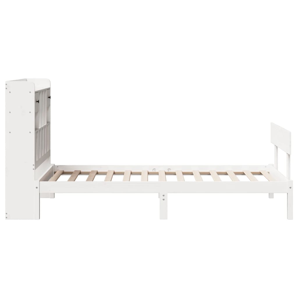 seng med reol uden madras 90x200 cm massivt fyrretræ hvid