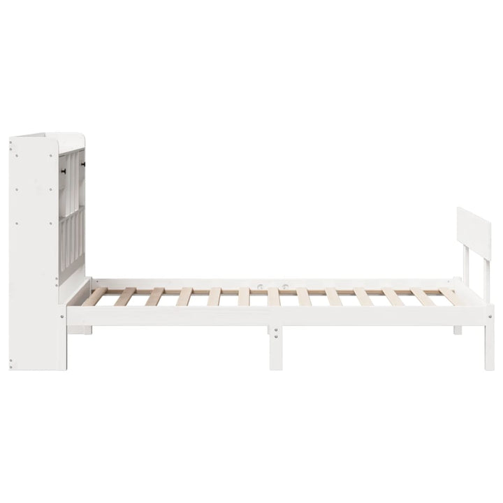 seng med reol uden madras 90x200 cm massivt fyrretræ hvid
