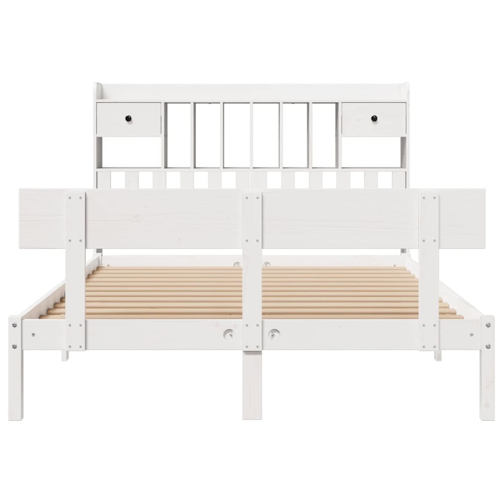 seng med reol uden madras 150x200 cm massivt fyrretræ hvid