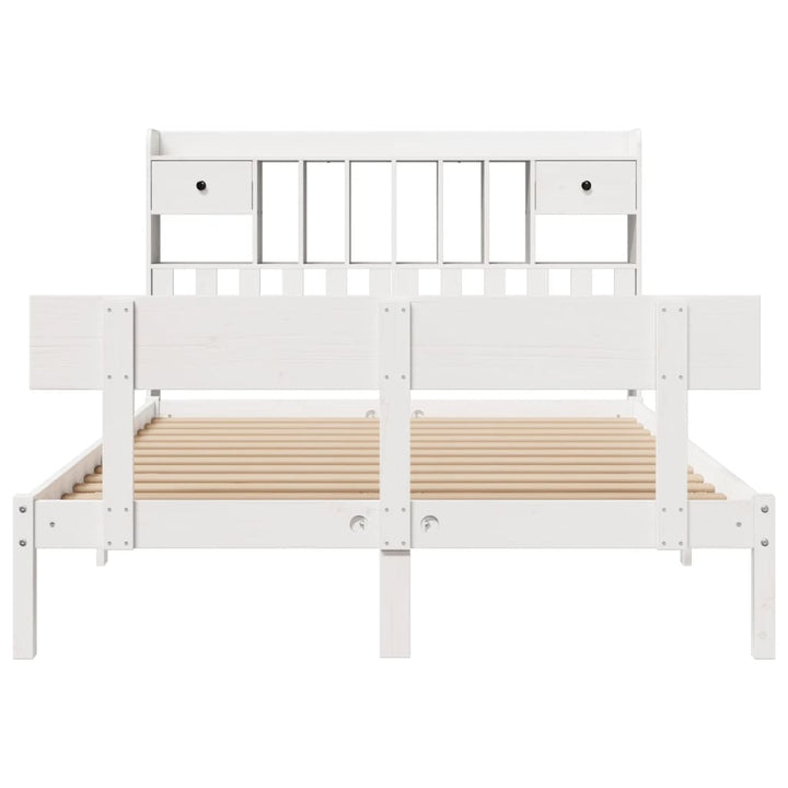 seng med reol uden madras 150x200 cm massivt fyrretræ hvid