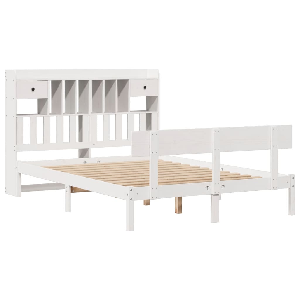 seng med reol uden madras 160x200 cm massivt fyrretræ hvid