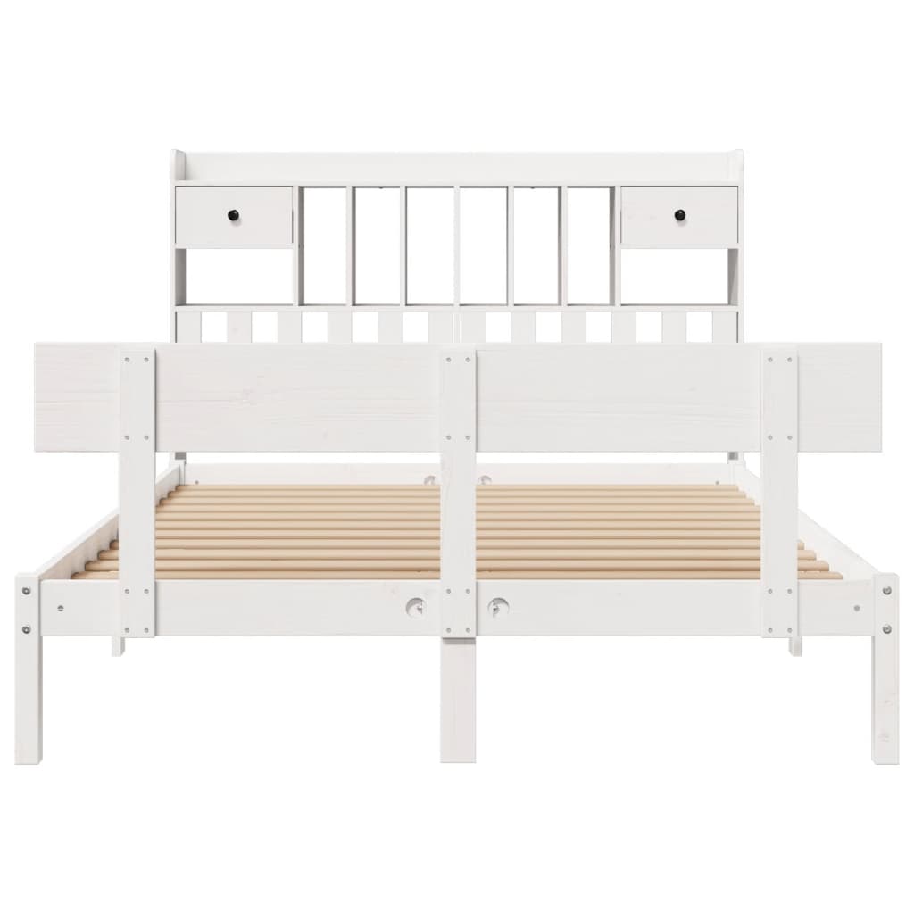 seng med reol uden madras 160x200 cm massivt fyrretræ hvid