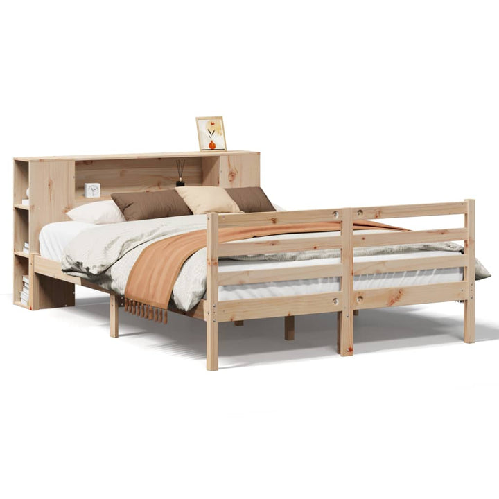seng med reol uden madras 135x190 cm massivt fyrretræ
