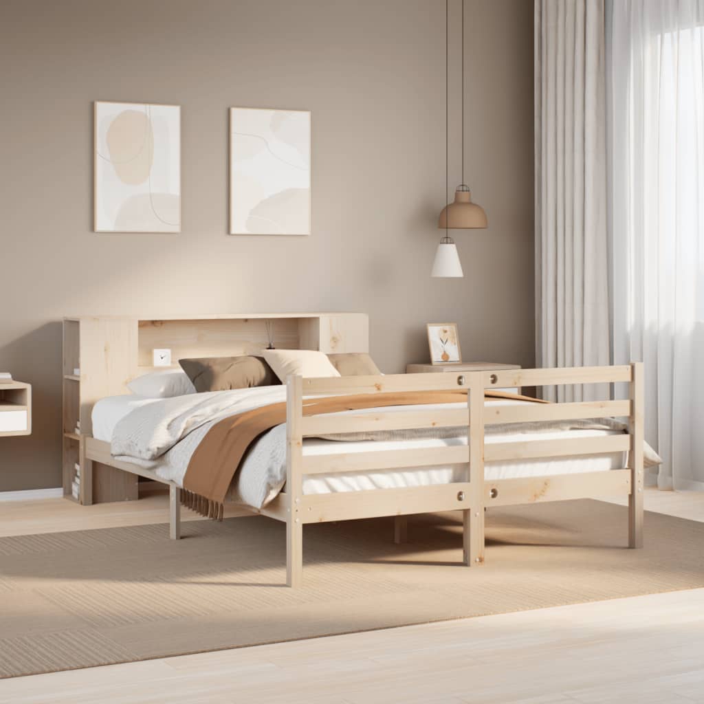 seng med reol uden madras 135x190 cm massivt fyrretræ