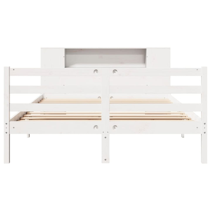 seng med reol uden madras 135x190 cm massivt fyrretræ hvid