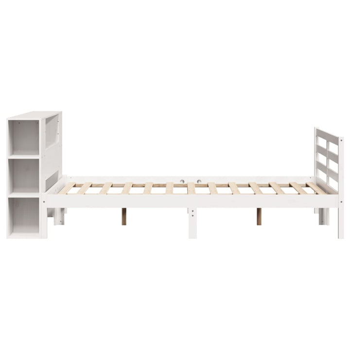seng med reol uden madras 135x190 cm massivt fyrretræ hvid