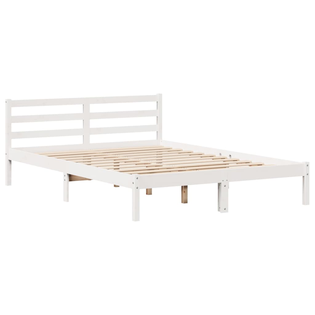 seng med reol uden madras 140x190 cm massivt fyrretræ hvid