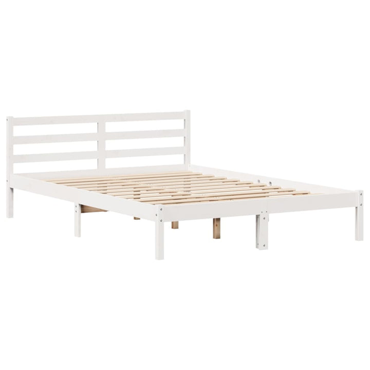seng med reol uden madras 140x190 cm massivt fyrretræ hvid