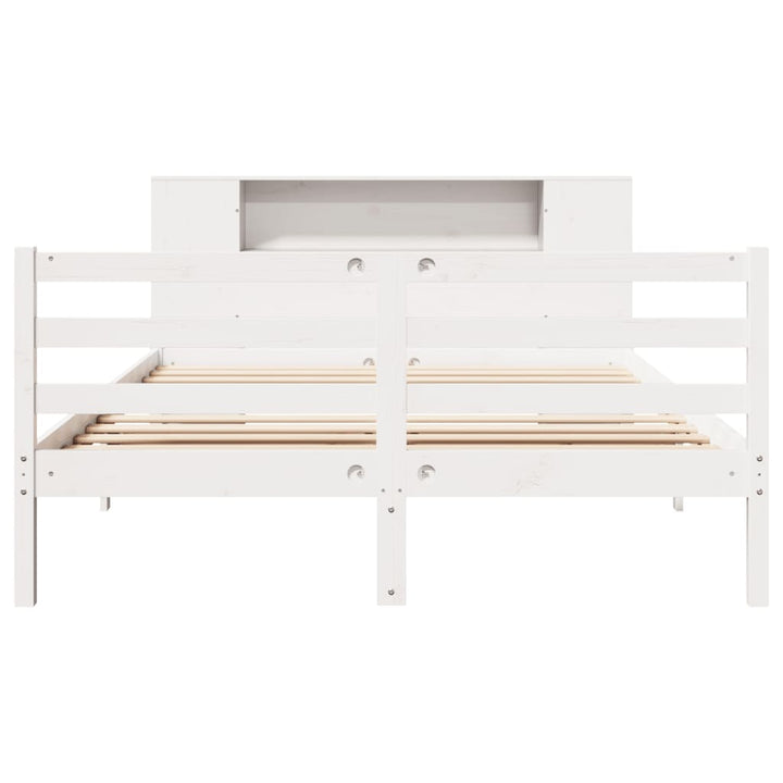 seng med reol uden madras 140x200 cm massivt fyrretræ hvid