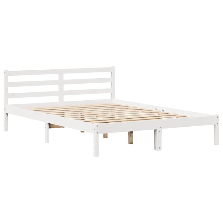 seng med reol uden madras 150x200 cm massivt fyrretræ hvid