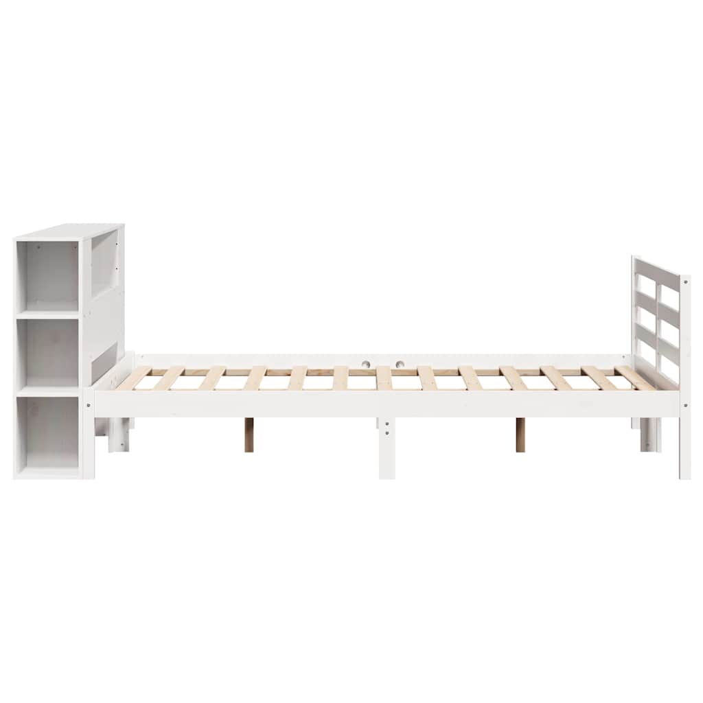 seng med reol uden madras 150x200 cm massivt fyrretræ hvid