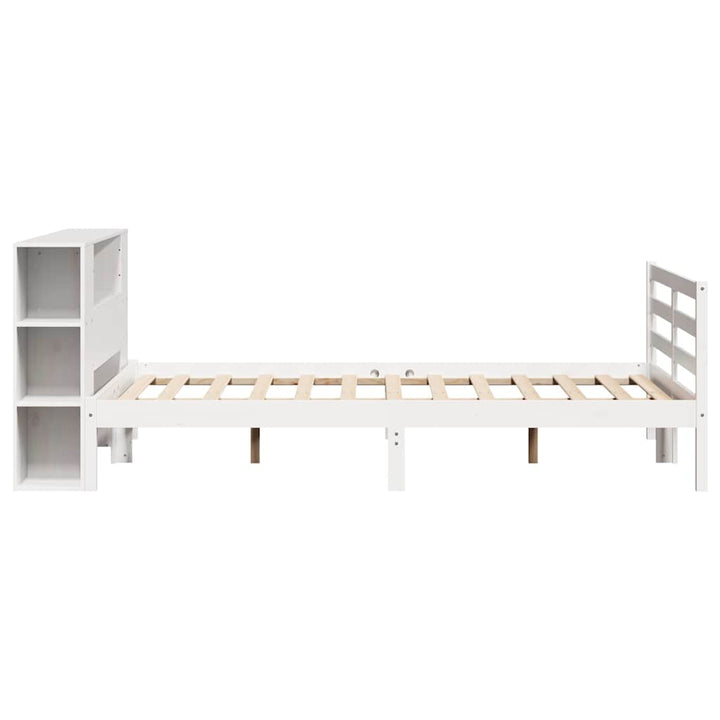 seng med reol uden madras 150x200 cm massivt fyrretræ hvid