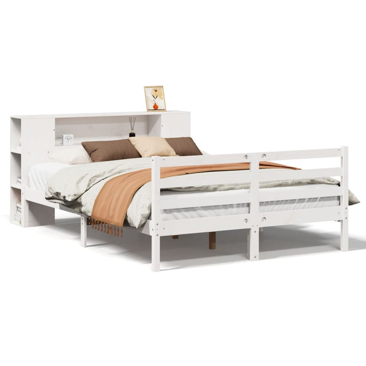 seng med reol uden madras 160x200 cm massivt fyrretræ hvid