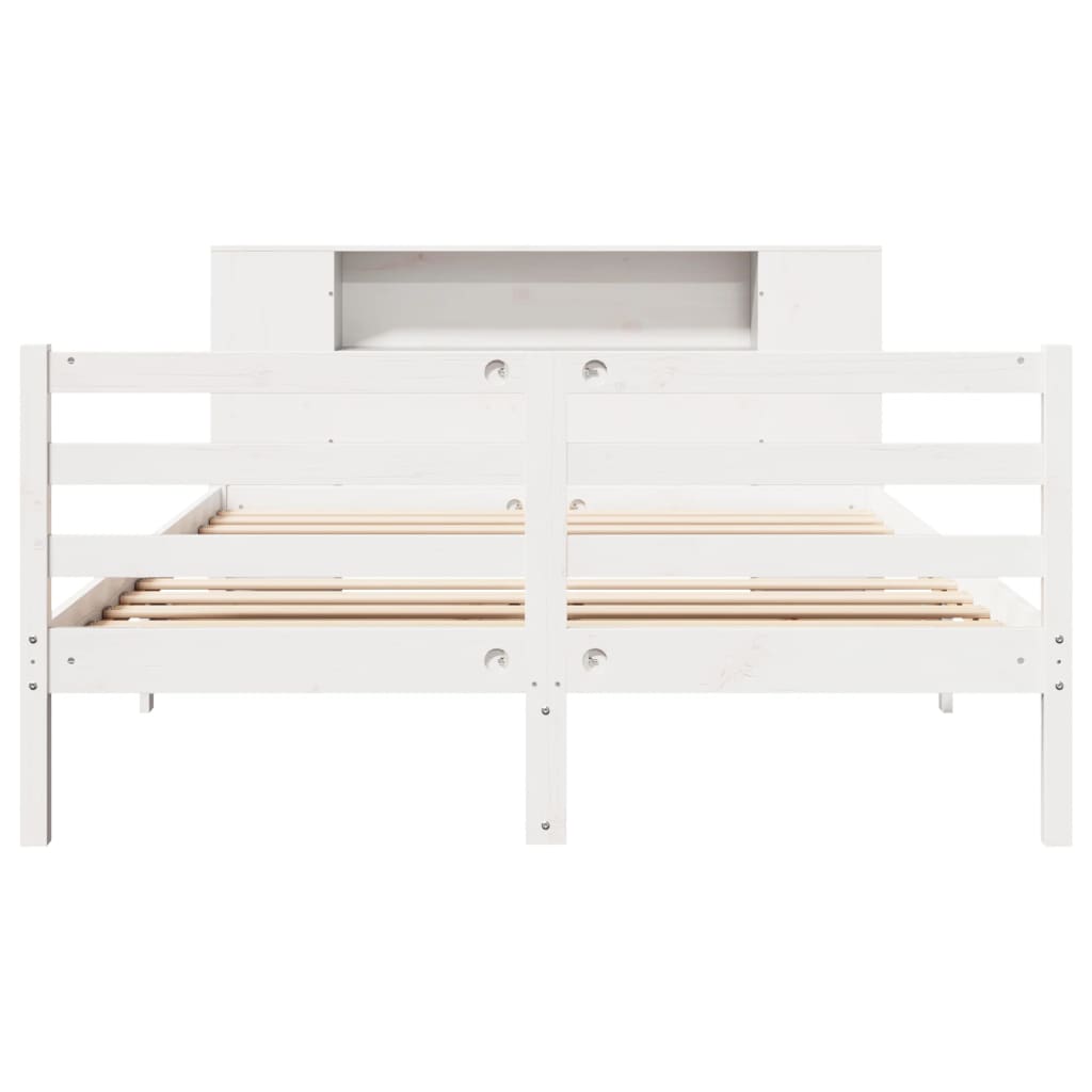 seng med reol uden madras 160x200 cm massivt fyrretræ hvid