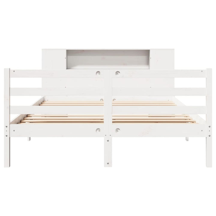 seng med reol uden madras 160x200 cm massivt fyrretræ hvid