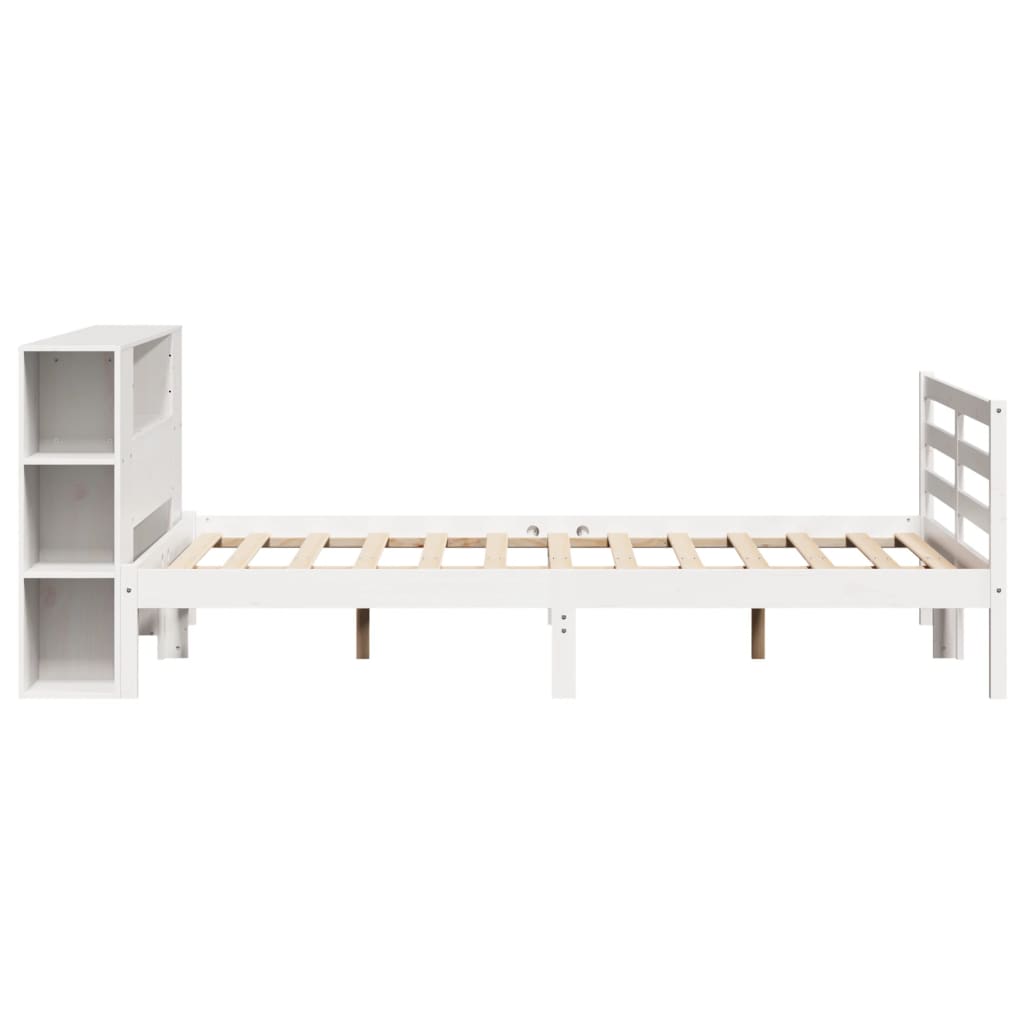 seng med reol uden madras 160x200 cm massivt fyrretræ hvid