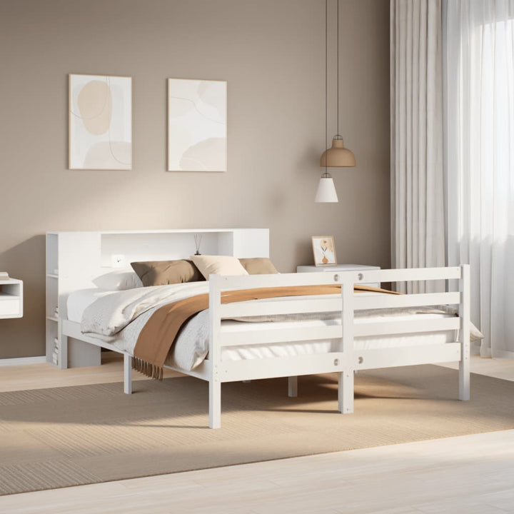 seng med reol uden madras 160x200 cm massivt fyrretræ hvid