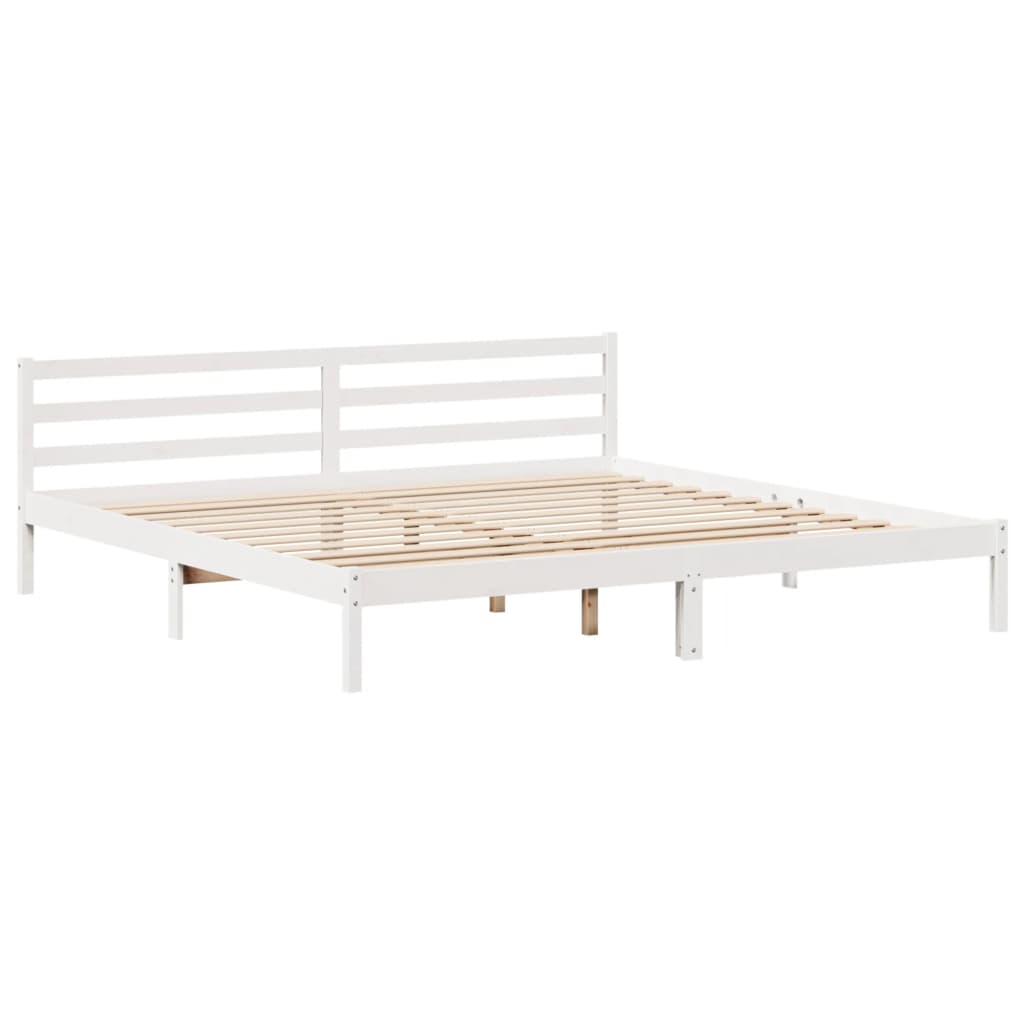 seng med reol uden madras 200x200 cm massivt fyrretræ hvid