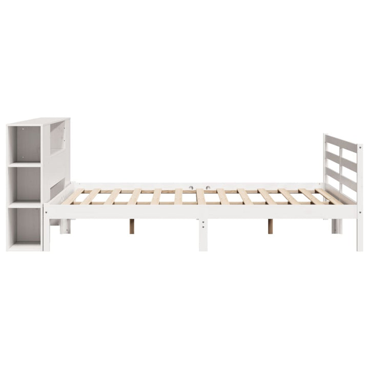 seng med reol uden madras 200x200 cm massivt fyrretræ hvid