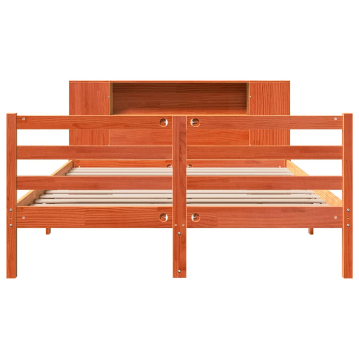 seng med reol uden madras 135x190cm massivt fyrretræ gyldenbrun