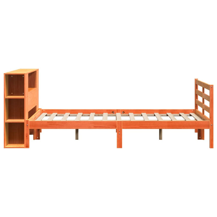 seng med reol uden madras 135x190cm massivt fyrretræ gyldenbrun