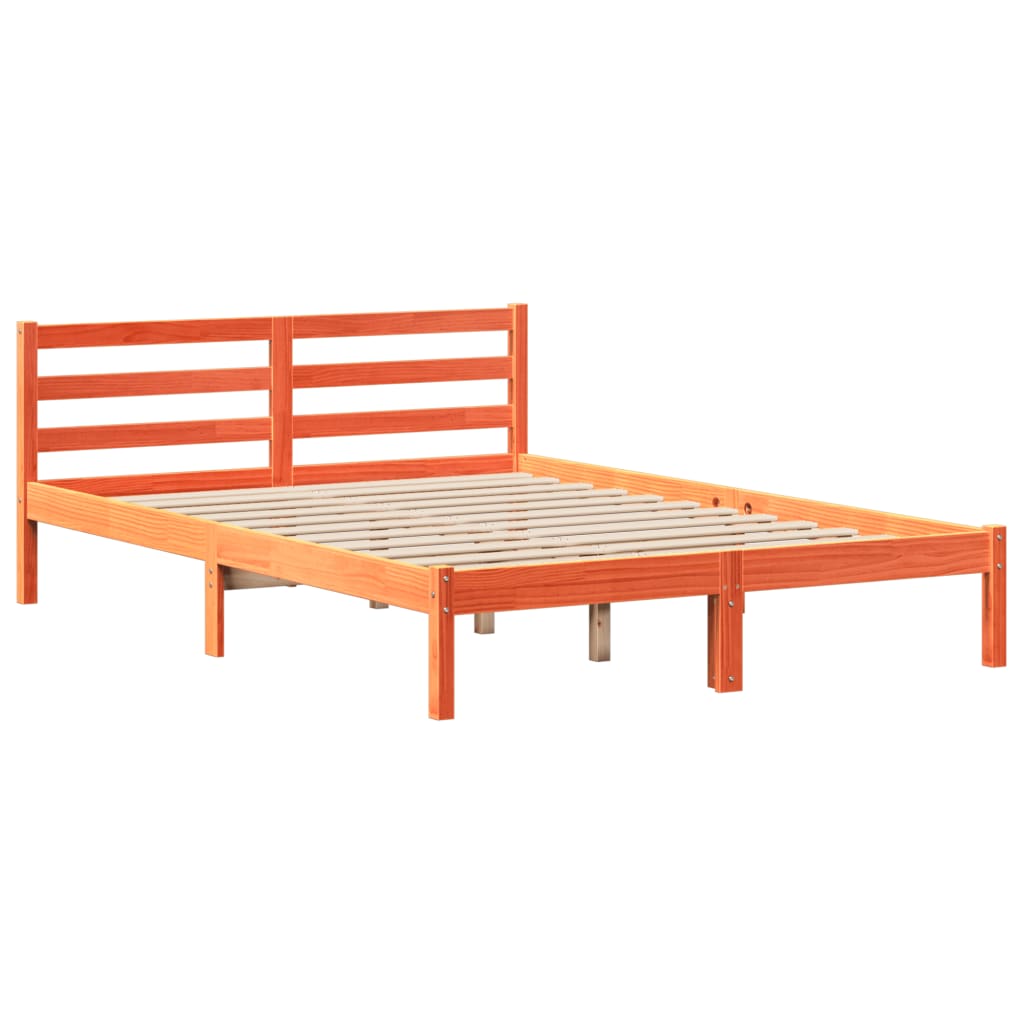 seng med reol uden madras 140x190cm massivt fyrretræ gyldenbrun