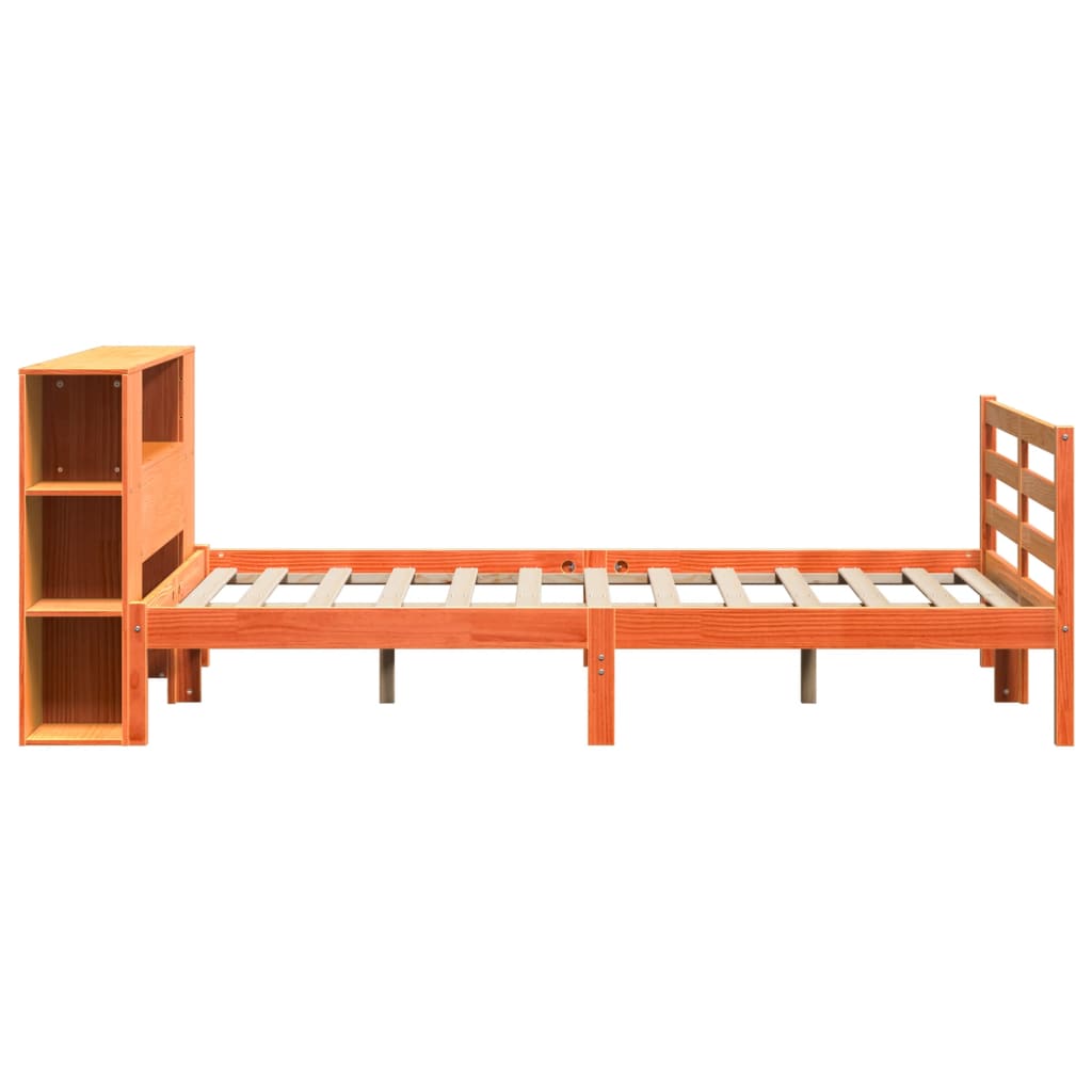 seng med reol uden madras 140x190cm massivt fyrretræ gyldenbrun