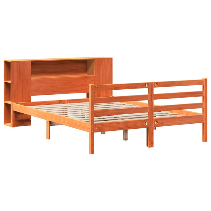 seng med reol uden madras 140x200cm massivt fyrretræ gyldenbrun
