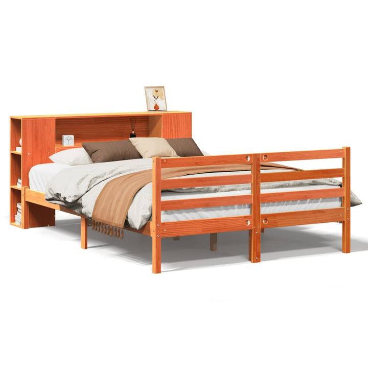 seng med reol uden madras 150x200cm massivt fyrretræ gyldenbrun