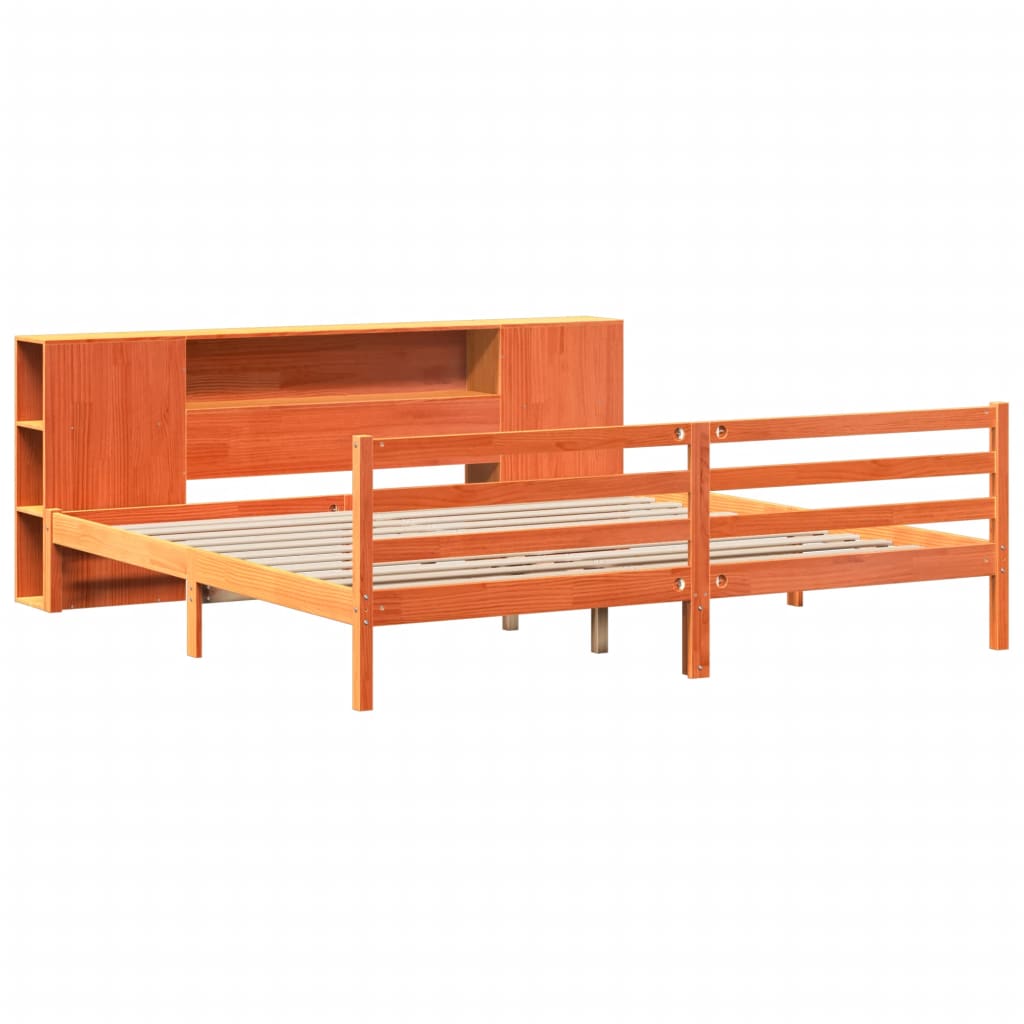 seng med reol uden madras 200x200cm massivt fyrretræ gyldenbrun