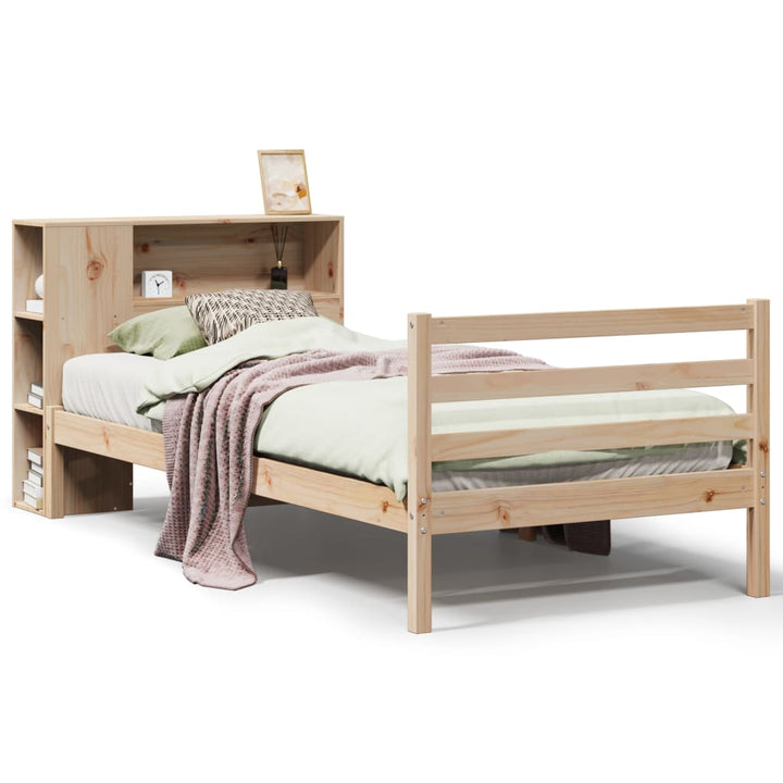 seng med reol uden madras 75x190 cm massivt fyrretræ