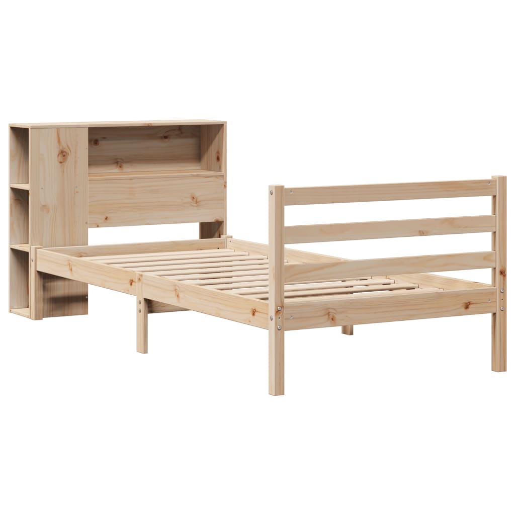seng med reol uden madras 75x190 cm massivt fyrretræ