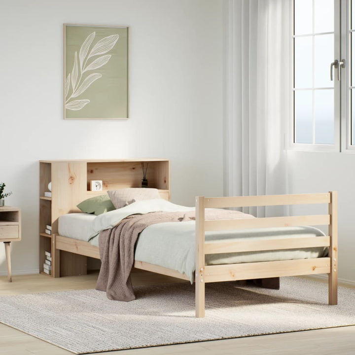 seng med reol uden madras 75x190 cm massivt fyrretræ
