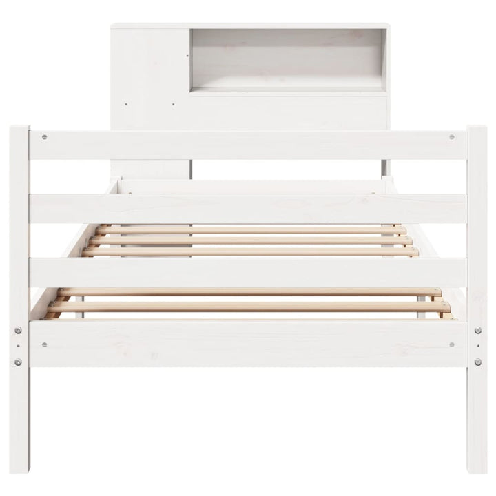 seng med reol uden madras 75x190 cm massivt fyrretræ hvid