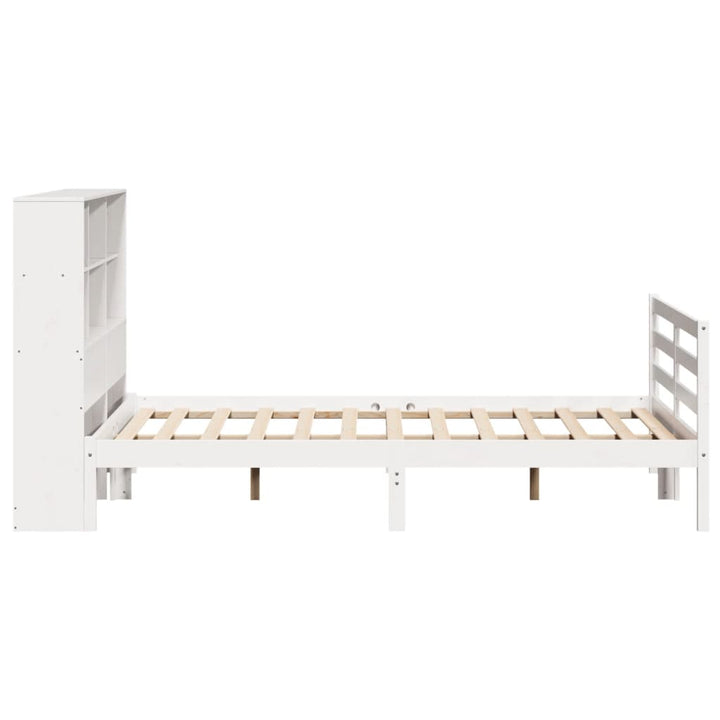 seng med reol uden madras 160x200 cm massivt fyrretræ hvid