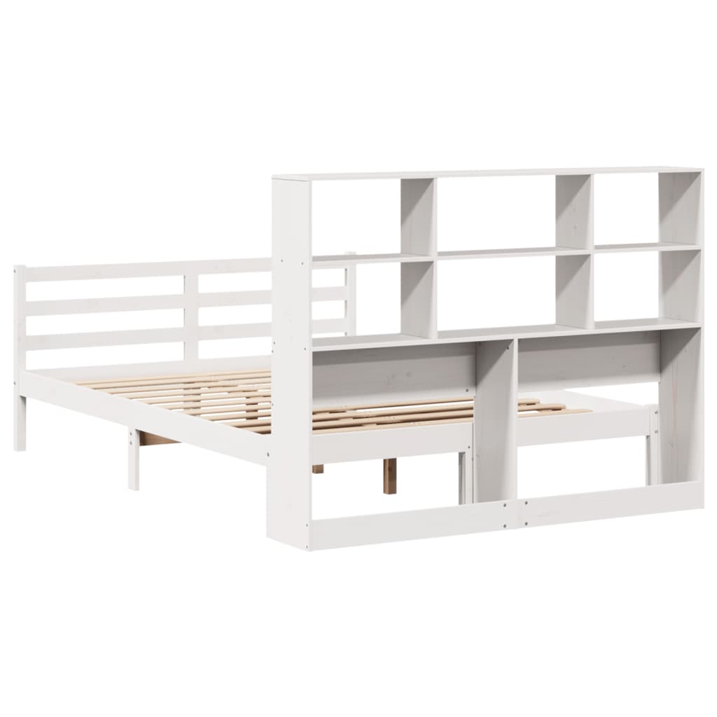 seng med reol uden madras 160x200 cm massivt fyrretræ hvid