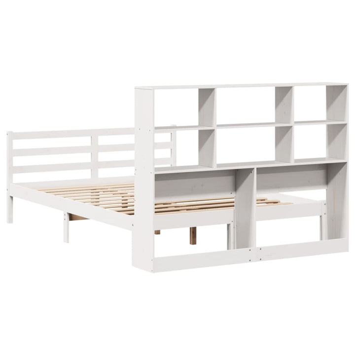 seng med reol uden madras 160x200 cm massivt fyrretræ hvid