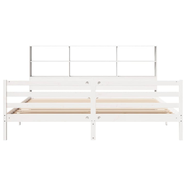 seng med reol uden madras 180x200 cm massivt fyrretræ hvid