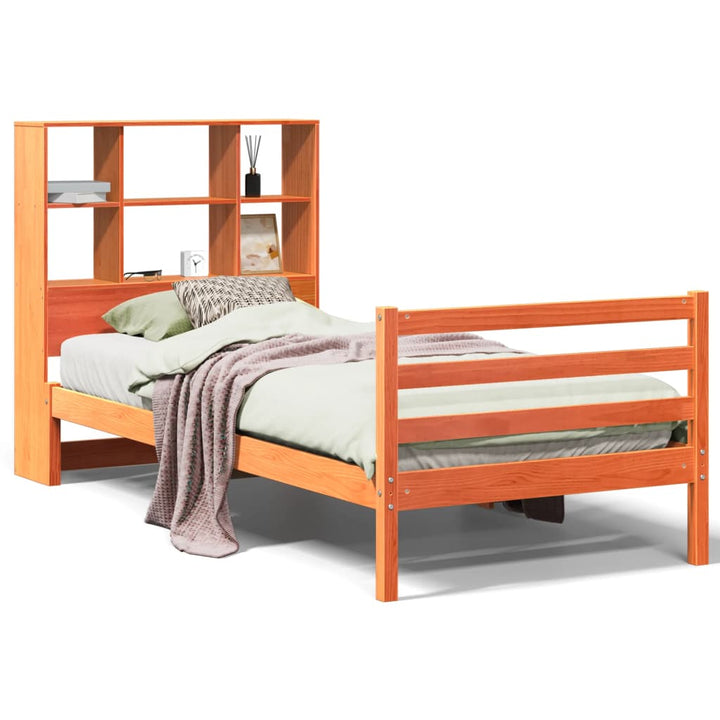 seng med reol uden madras 75x190 cm massivt træ gyldenbrun
