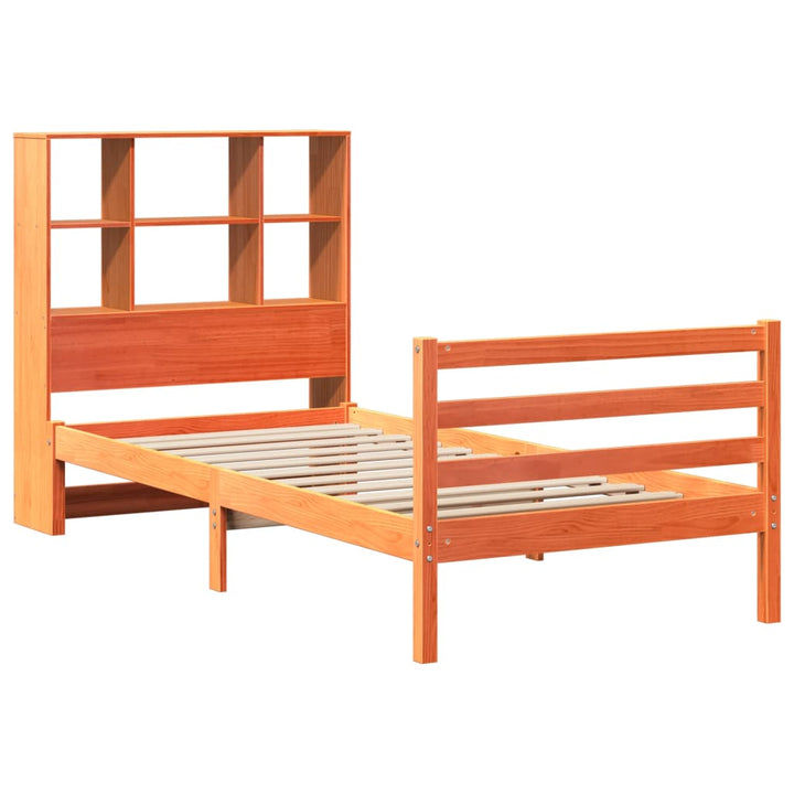 seng med reol uden madras 75x190 cm massivt træ gyldenbrun