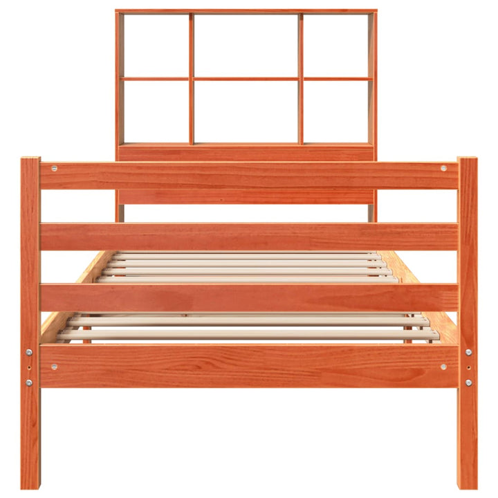 seng med reol uden madras 75x190 cm massivt træ gyldenbrun