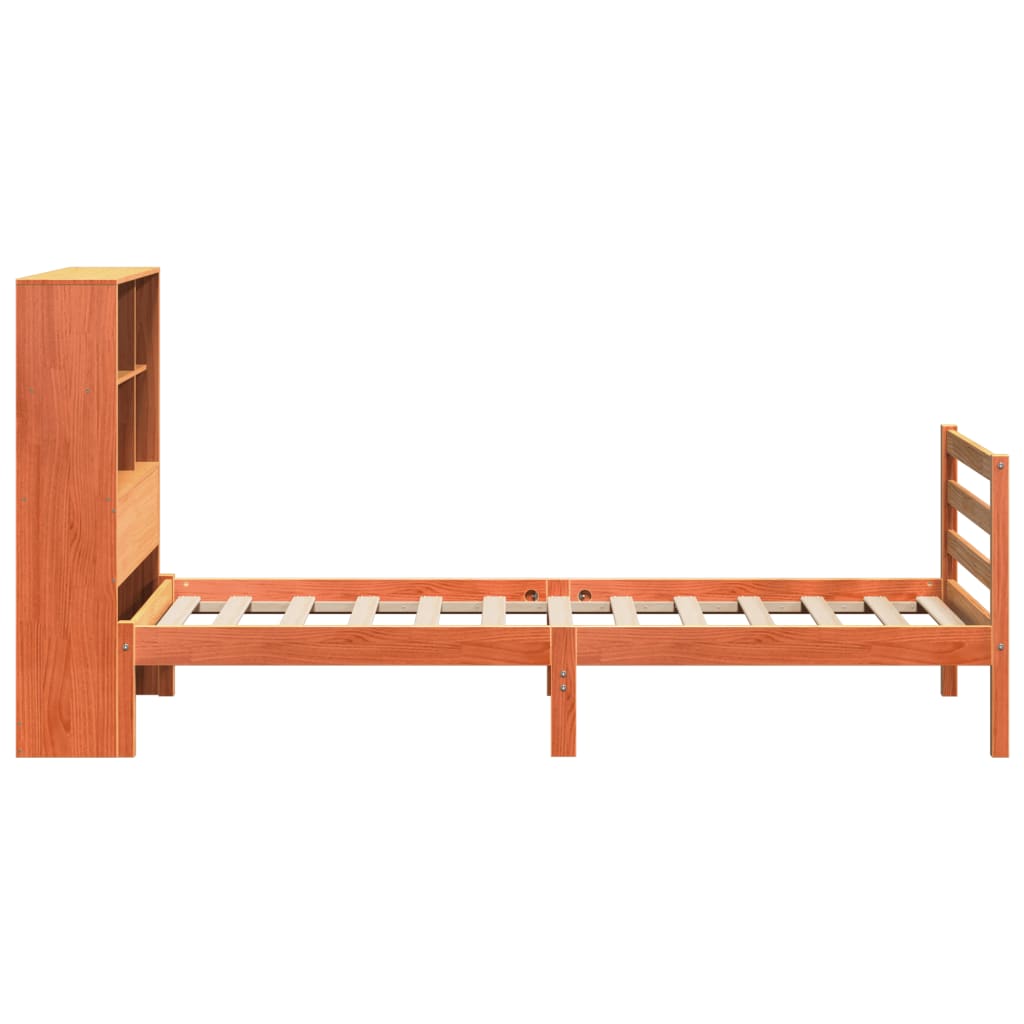 seng med reol uden madras 75x190 cm massivt træ gyldenbrun