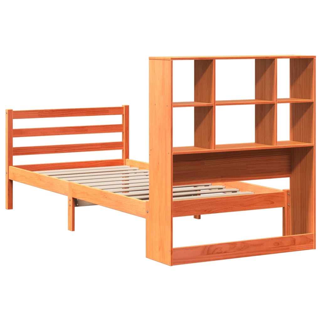 seng med reol uden madras 75x190 cm massivt træ gyldenbrun