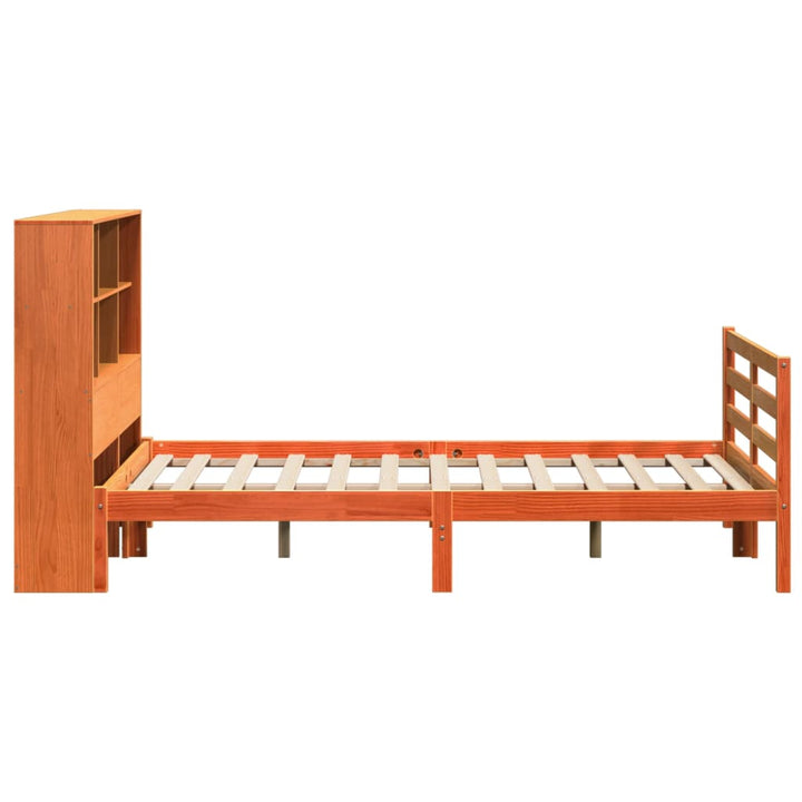 seng med reol uden madras 140x190 cm massivt træ gyldenbrun