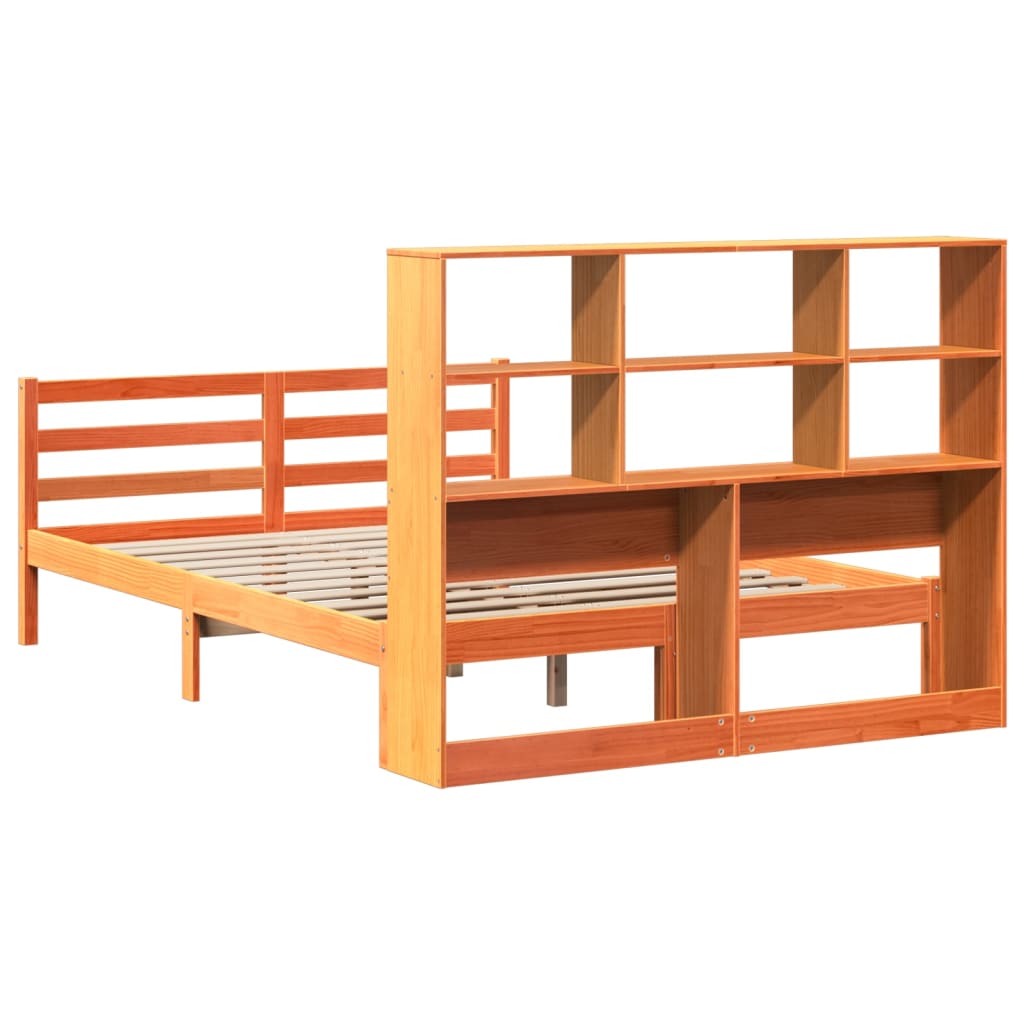 seng med reol uden madras 140x190 cm massivt træ gyldenbrun