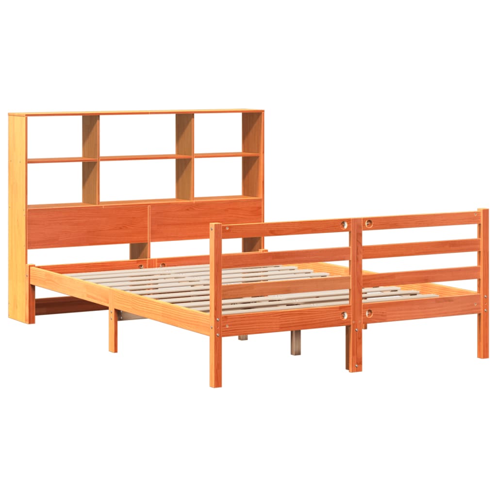 seng med reol uden madras 150x200 cm massivt træ gyldenbrun