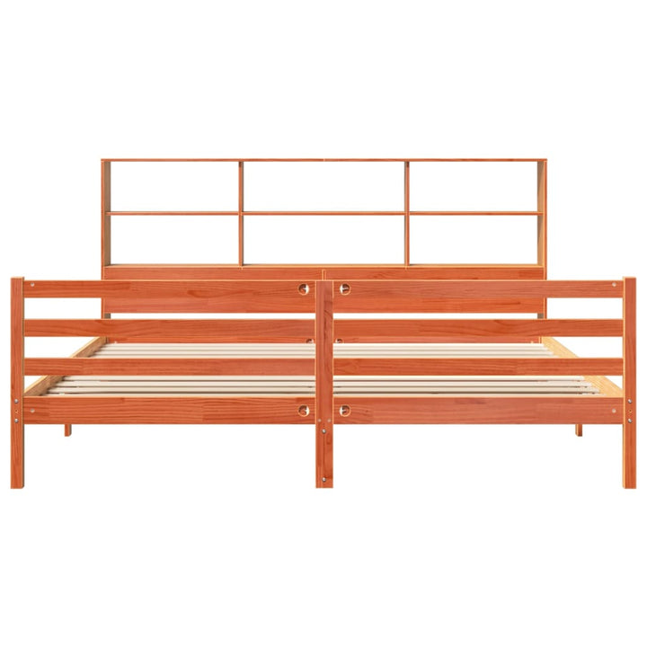 seng med reol uden madras 200x200 cm massivt træ gyldenbrun