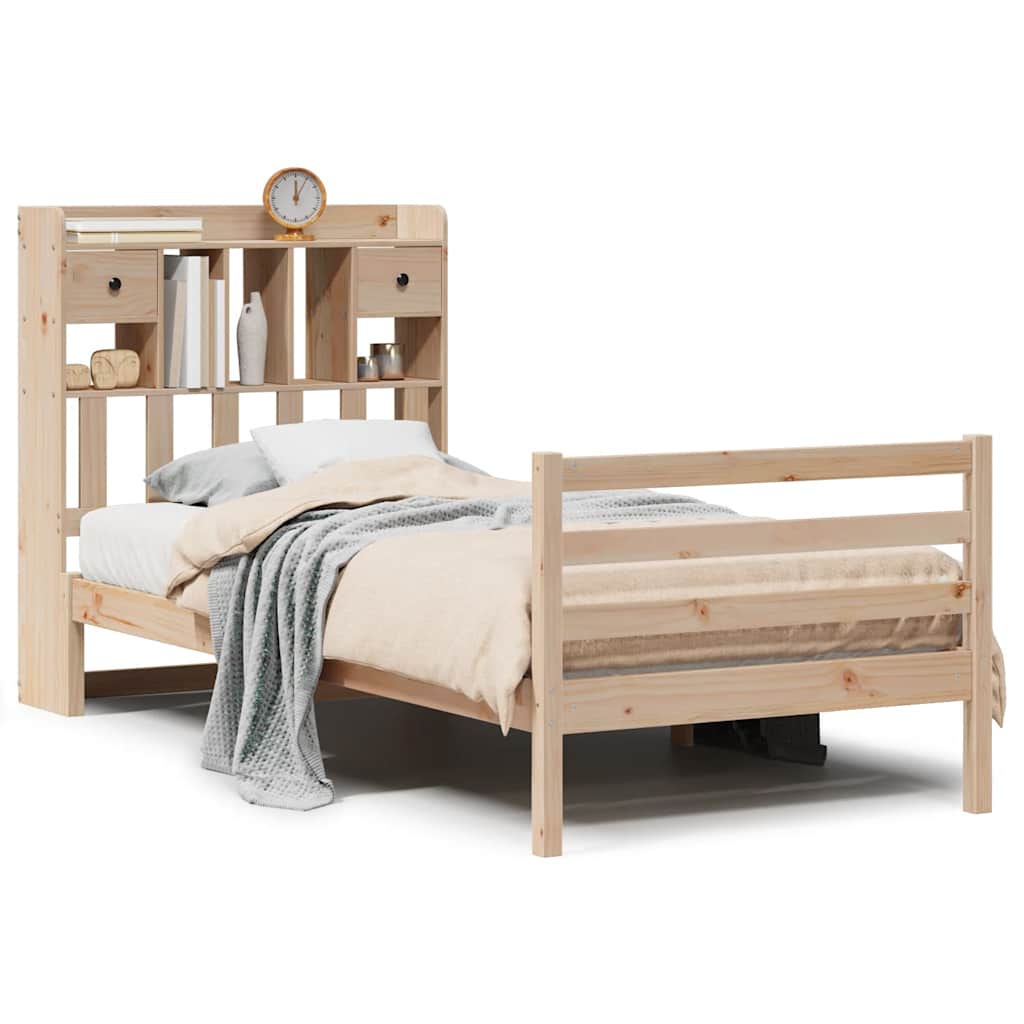 seng med reol uden madras 75x190 cm massivt fyrretræ