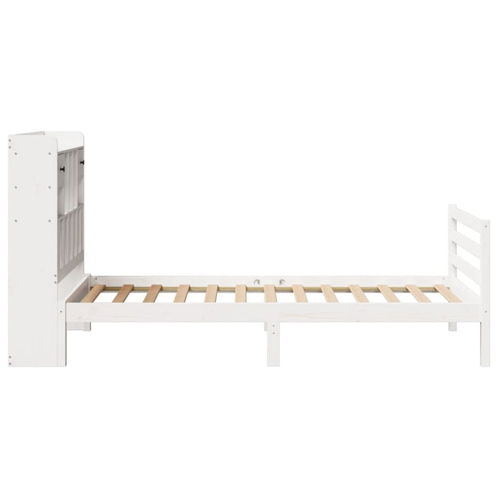 seng med reol uden madras 90x190 cm massivt fyrretræ hvid