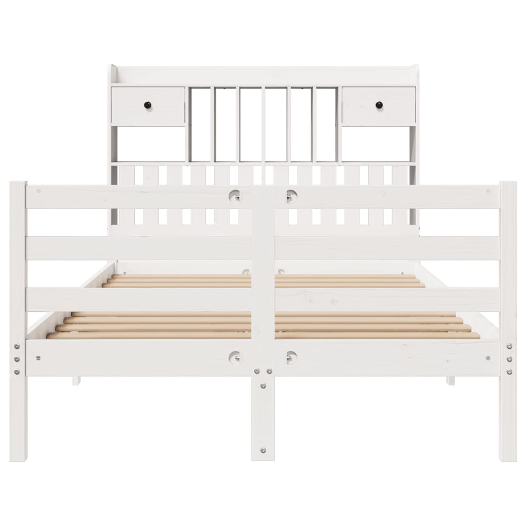 seng med reol uden madras 135x190 cm massivt fyrretræ hvid